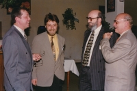 Václav Kášek (far left) at the celebration of the end of the introduction of gas in Horoměřice with the Deputy Minister of the Environment, the head of the district office and the head of the environmental department of the Prague-West district