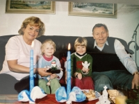 Milan Kohút with his second wife and grandchildren 