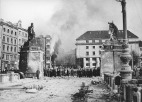 Palacký Bridge after the bombing of Prague on 14 February 1945