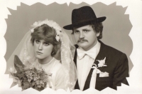 Wedding photo with his wife Ivana Dušejovská (1980)