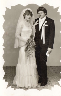 Wedding with his wife Ivana Dušejovská (1980)