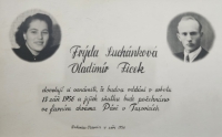 Wedding announcement of Mr. and Mrs. Ficek 1956