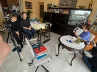 During the filming of an interview for the Stories of Our Neighbours project