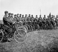 Photograph of his father as a memento of his military service in the Czechoslovak Army, one of the bicycle battalions, mid 1930s