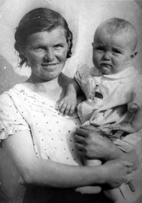 With his mother Františka