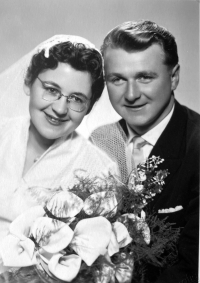 With his wife Eva née Kučerová, wedding photograph, March 18, 1961