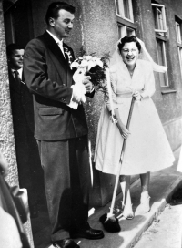 Miloslav Komárek's wedding, his wife's native house in Kyselovice near Chropyně, March 18, 1961