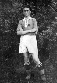 Anna Macečková's brother Emil Beneš in the Štěpánkovice football club jersey, 1941