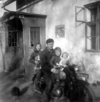 Anna Macečková's husband Jaroslav with daughters Zdeňka and Jarmila, 1958