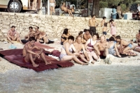 Anna Macečková (second right, red swimsuit) on holiday in Yugoslavia