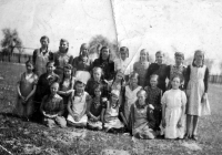 Anna Macečková (kneeling far right) with her classmates, 1939