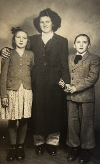 Mother Anna Lišková with her sister and son Jaroslav, around 1950