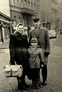 Mother Anna Lišková with sons Oldřich and Josef, around 1960