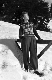 Anna Marková in Jeseníky, mid 1950s