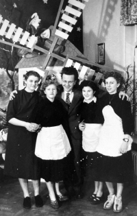 Anna Marková on the right in the photo, which she called an event for children, early 1960s