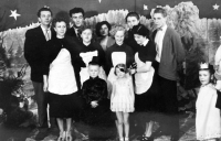 Anna Marková second from the left in the photo, which she called an event for children, early 1960s