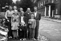 Third left Anna Marková, first left mother, second from right father, Karlova Studánka, about the middle of the 1950s
