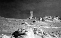 The original lookout tower on Praděd in Jeseníky, postcard from the 1950s