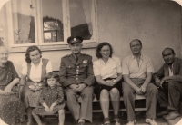 Naděžda Dvořáková with her family, on the photo from left: grandmother Dvořáková, Nadězda's mother Zdeňka Dvořáková, Naděžda Dvořáková, Ratiboř, 1940s