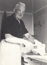 Father Vilém Juřena in prison - probably in the labour camp Svornost near Jáchymov, 1950s
