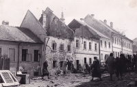 Destroyed houses after the explosion of German ammunition in Plačkova Street in Boskovice on 9 May 1945