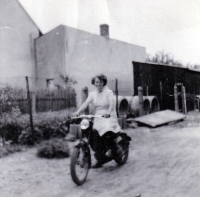 Wife Marta on motorcycle