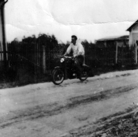 Erhard Pluške on motorcycle