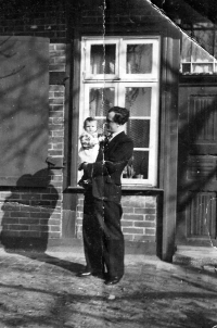 Brother Vilém with daughter Traute, Hannover, 1952