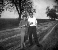 Erhard Pluške with his wife-to-be Marta before wedding, mid-1950s