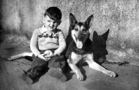 With dog Aga, Olomouc, 1953