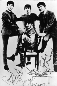 A Beatles photo from Jiří Tieftrunk's collection; a 1970s postcard