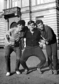 Jiří Tieftrunk (left) with high school class/dorm mates, 1970