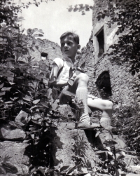 As a child at Castle Hukvaldy ruin