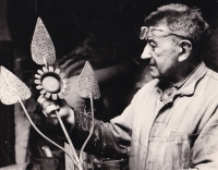 Father Antonín Lehečka with his iron flower