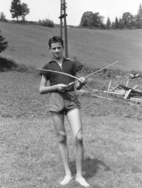Jiří Vyšohlíd in archery club in Vršovice, 1958, Prague