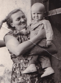 Mum with her grandson Leoš Kubec, who currently lives in America (circa 1963)
