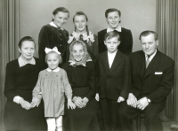 The Martínek, with Jana standing left and paternal grandmother Františka (centre), 1963