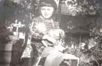 Věra Benešová with her favourite toys - 1940s