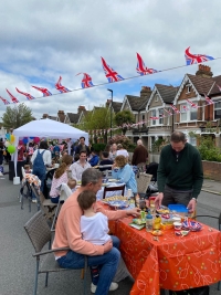 Celebrating the coronation of Charles III in the street where Stasha Hart lives