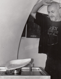 František Svátek at an exhibition, 2003