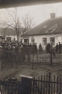 Funeral of grandfather Josef Jeremiáš, taken from the family house, 1950s
