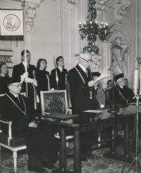 Uncle Oldřich Černý (back right) as a representative of the student association Všehrd