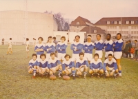 Olympique de Besançon, the team for which he played in France (third from right in the top row), 1971-1972