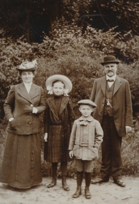 Matějček family, circa 1917. From right: grandfather Václav Matějček, father Jaroslav, aunt Marie and grandmother Božena