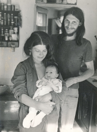 Jaroslava and Martin Janíčeks with their son Šimon, 1986