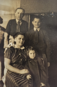 Hana Staňková with her parents and uncle, 1954