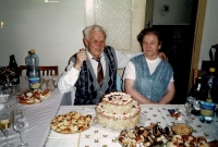 Parents, celebration of father's 75th birthday, 2006