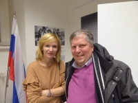With Aňa Geislerová, opening of the exhibition "Zuzana Mináčová and Matej Mináč: The Fate of Jews from the Founding of Czechoslovakia to Today", Slovak Institute, December 2018