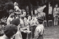 Václav Diviš as a leader at a scout camp, May 1970
