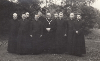Václav Diviš (far right) in the fifth year of the Roman Catholic Cyril and Methodius Divinity School in Litoměřice, 1966-1967